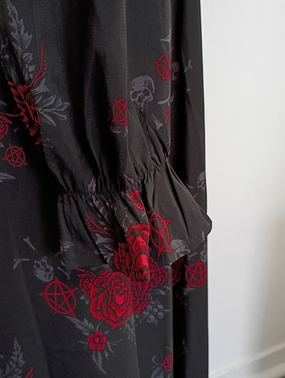 Killstar Hail Pandora Maxi Dress Black Red Skull Pentagram Goth Size Large NWT - Picture 7 of 16